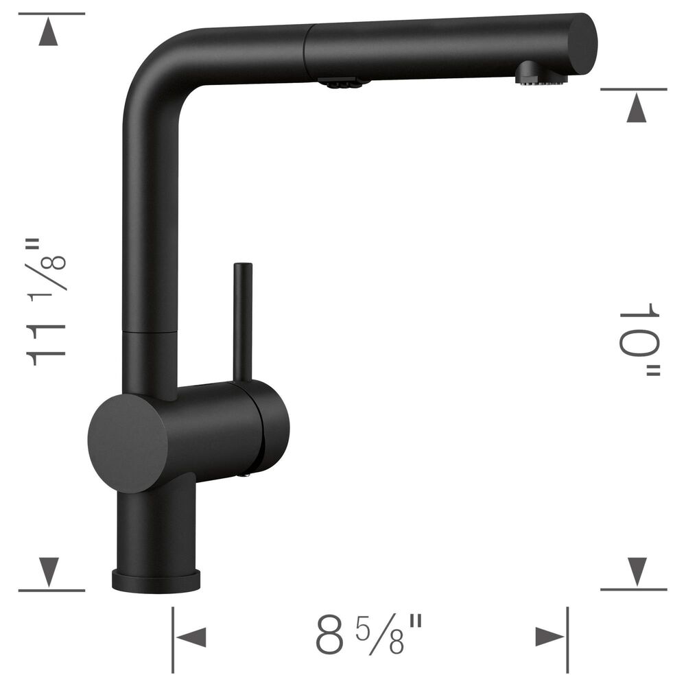 Blanco Linus 1.5 GPM Low-Arc Pull-Out Kitchen Faucet in Coal Black, , large