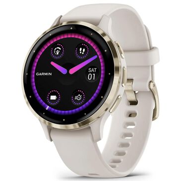 Garmin Venu 3S Smartwatch 41mm Soft Gold Stainless Steel Bezel Case with Ivory Silicone Band, , large