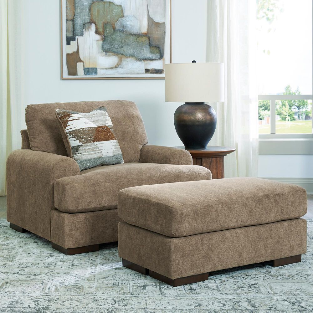 Ashley Jayne Park Chair and a Half with Ottoman in Pecan, , large