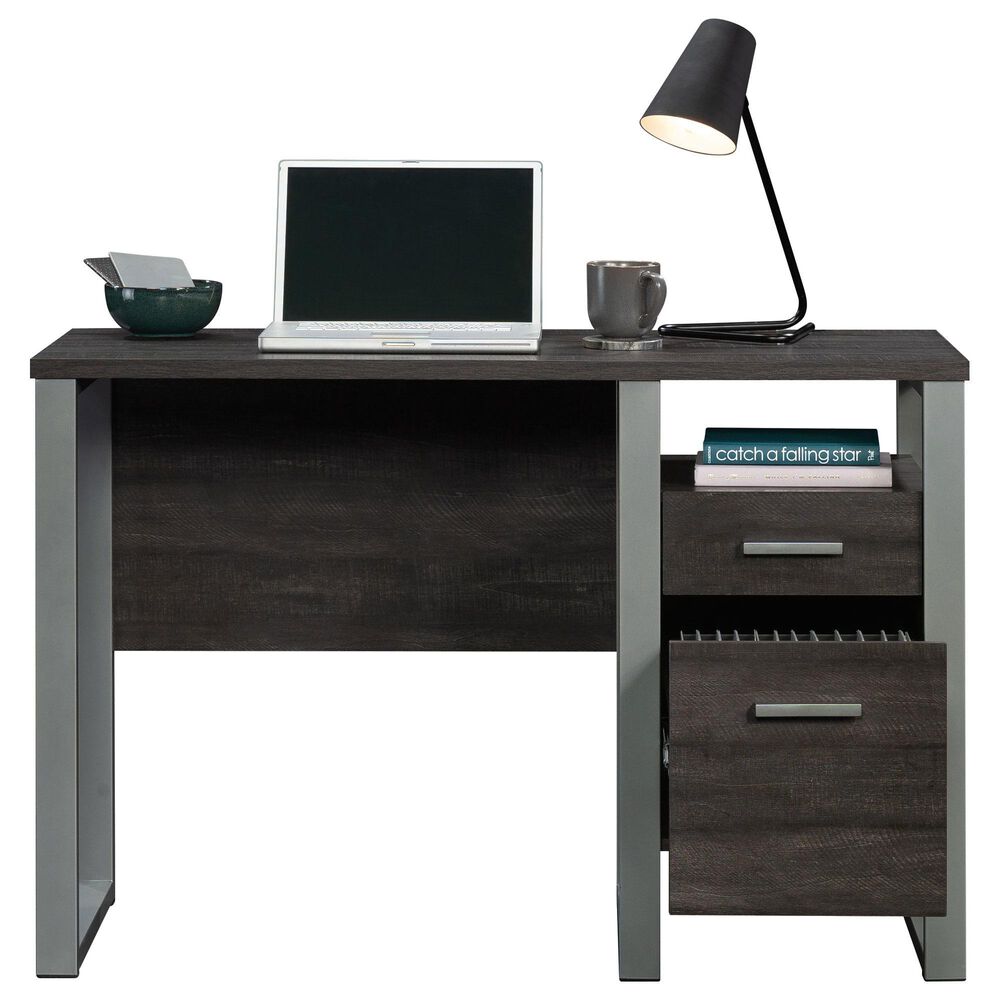 Hearth and Haven 2-Drawer Computer Desk in Dark Brown and Silver, , large