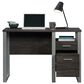 Hearth and Haven 2-Drawer Computer Desk in Dark Brown and Silver, , large