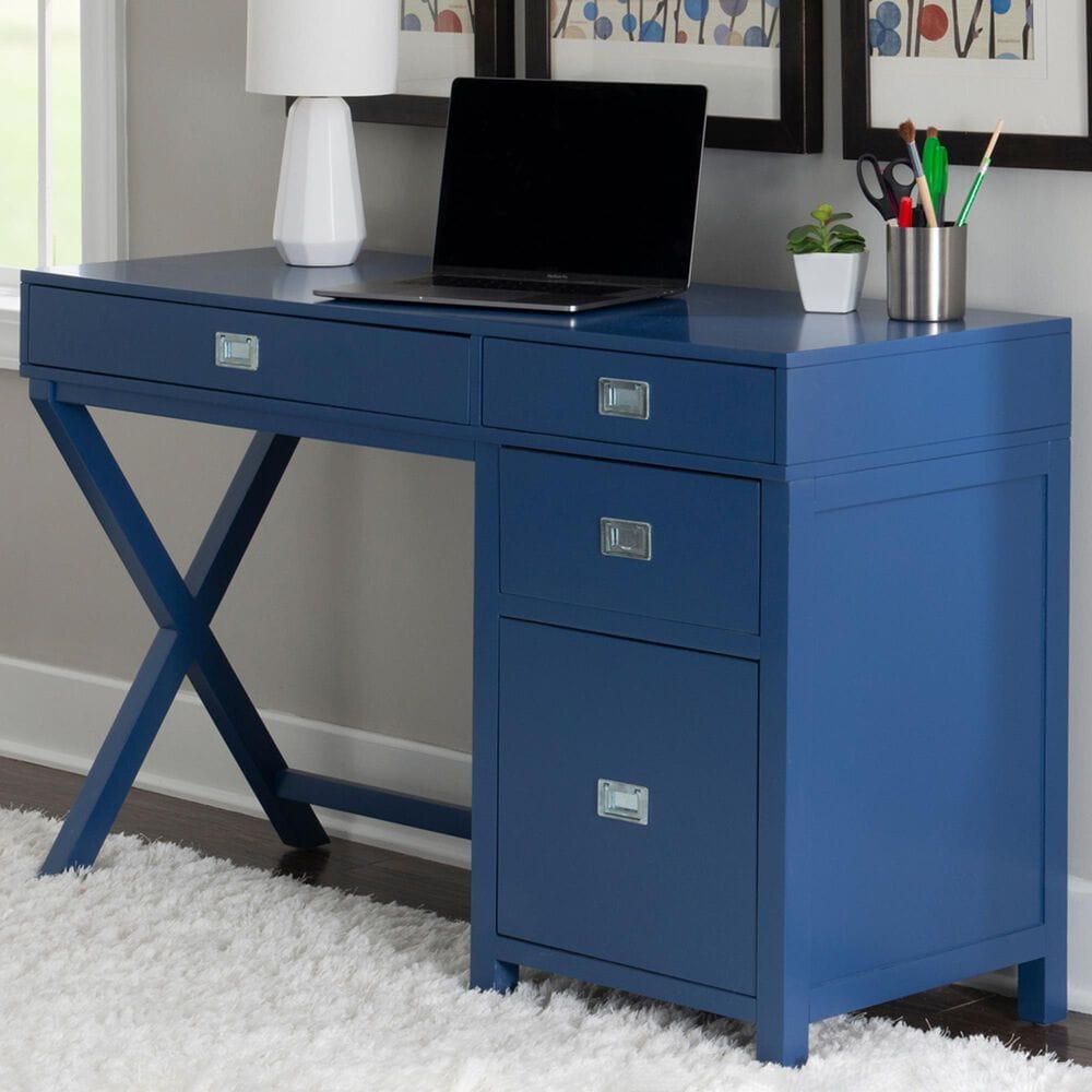 Linon Home Decor Peggy Side Storage Desk in Navy, , large