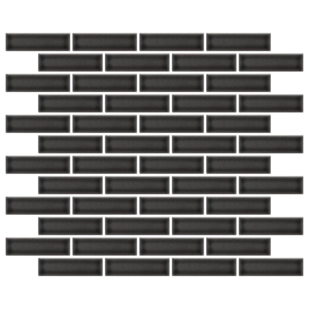 Emser Savvy Pewter 1" x 3" on 11" x 12" Glazed Porcelain Mosaic Sheet, , large