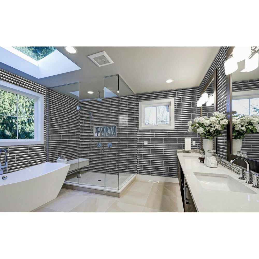 Emser Tubage Pewter 7&quot; x 16&quot; Porcelain Tile, , large