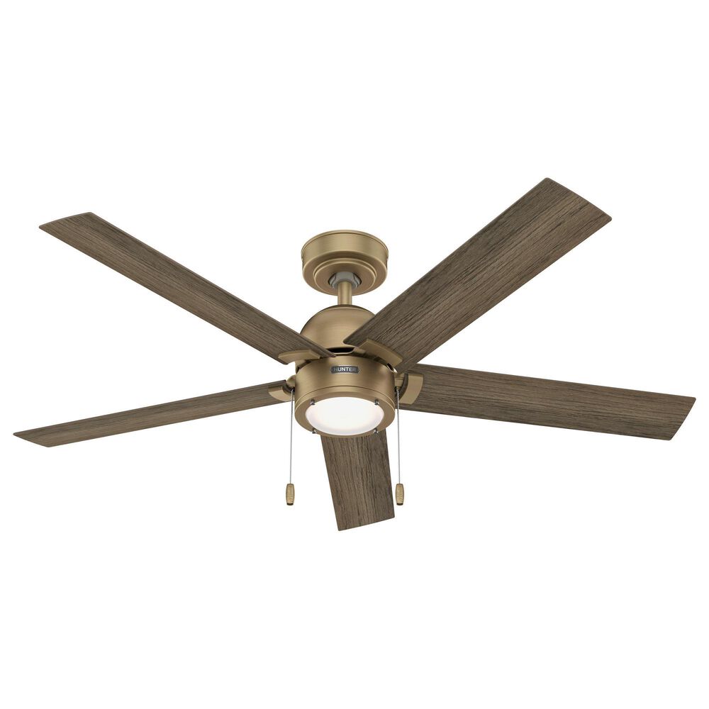 Hunter-Douglas Erling 52" Ceiling Fan with LED Light in Burnished Brass, , large