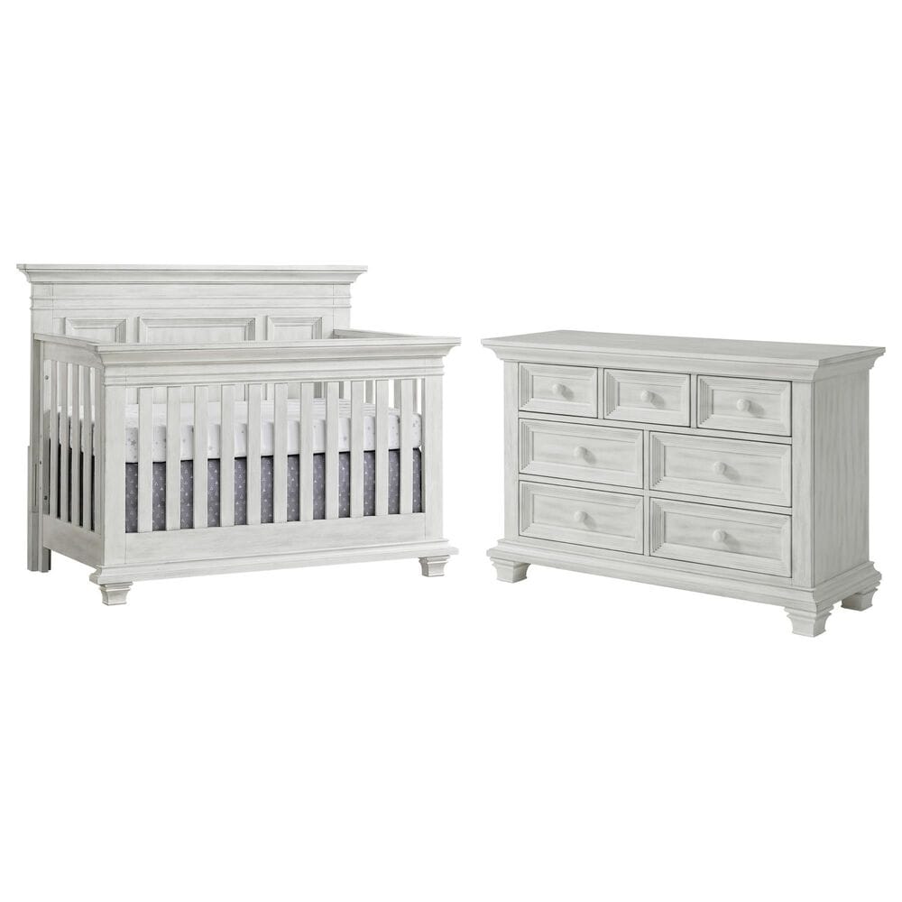 Oxford Baby Weston 2-Piece Crib and Dresser Nursery Set in Vintage White, , large