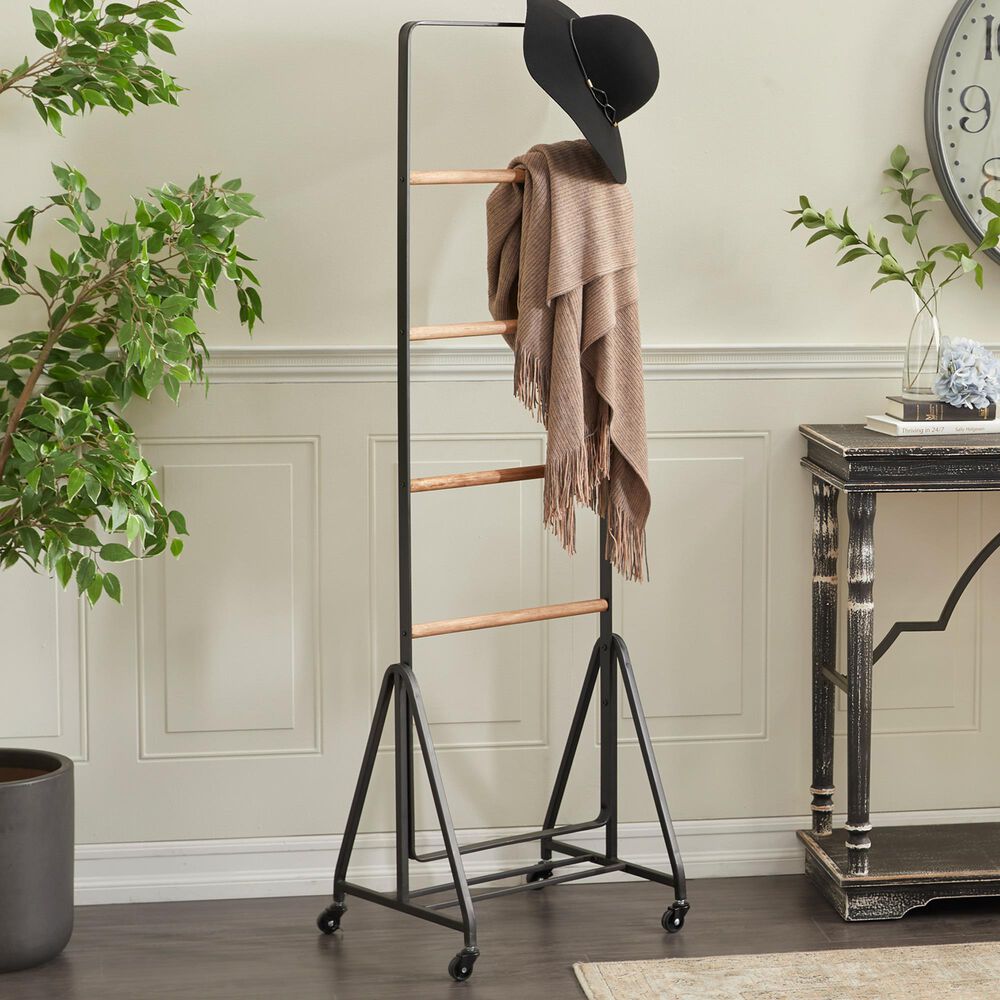Maple and Jade 61&quot; Industrial Shelving Unit in Black and Natural Brown, , large
