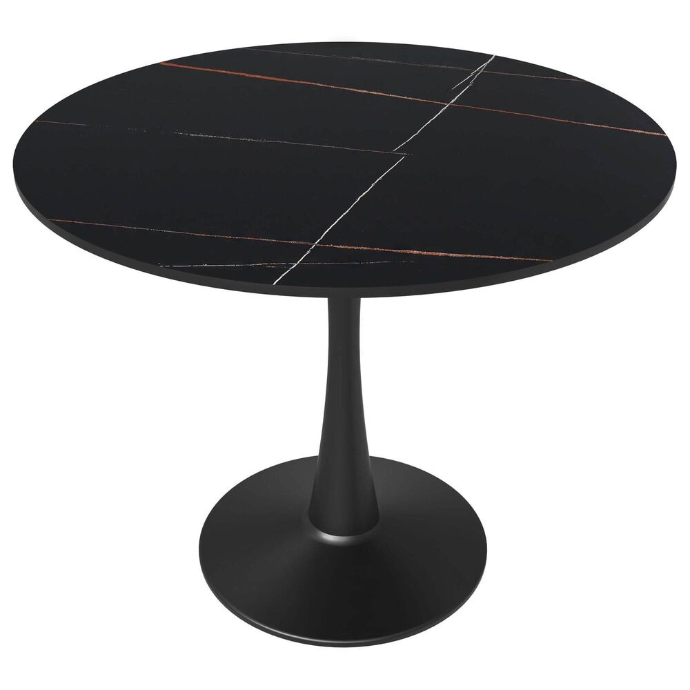 Leisuremod Leisuremod Bristol 31 round dining table Black base with Black Sintered stone Top, , large
