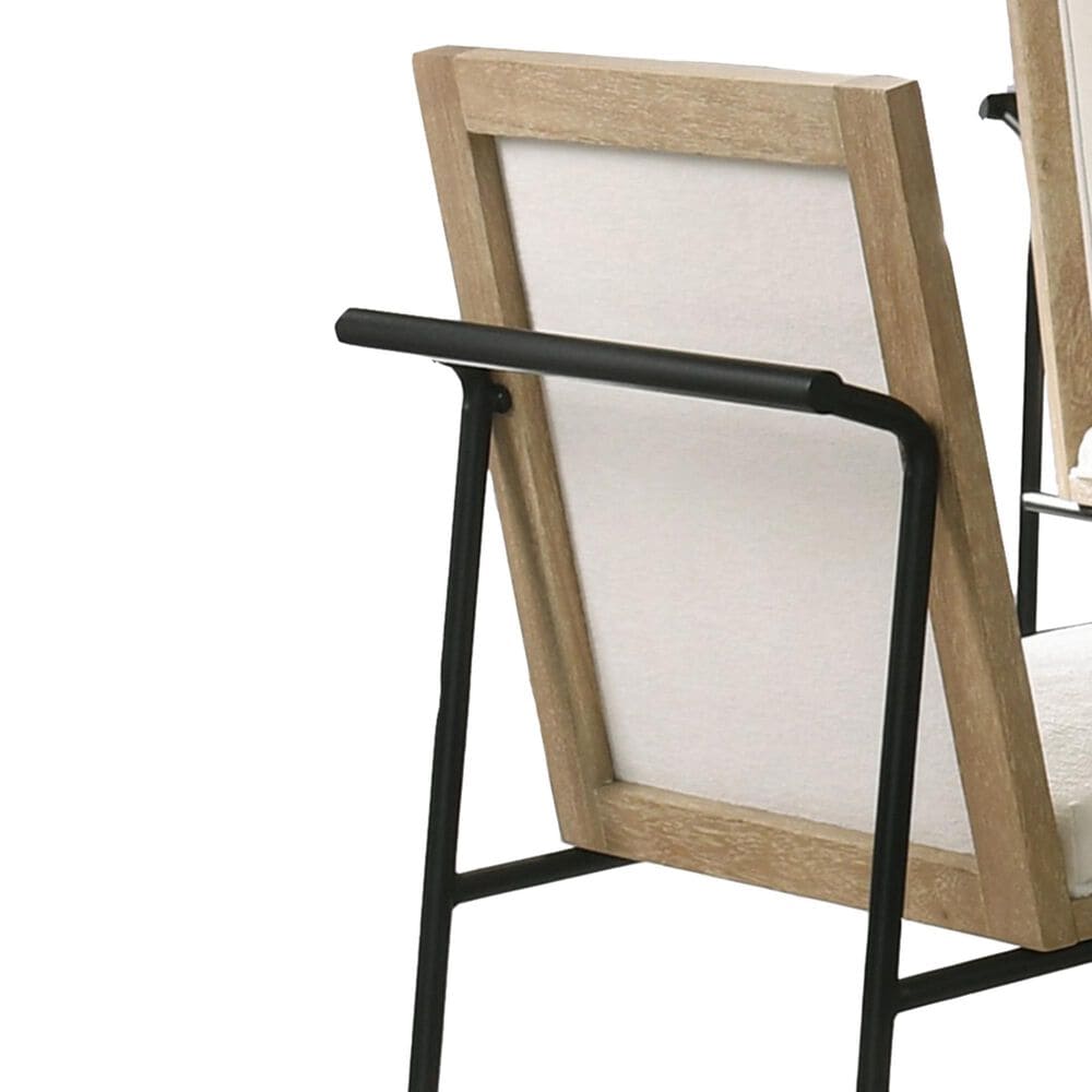 HOMLUX 5-Piece Round Dining Set with Cream Upholstered Chairs in Distressed Oak and Black, , large