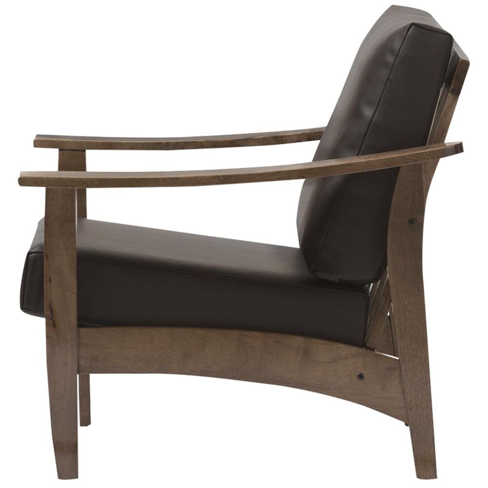 Baxton Studio Pierce Lounge Chair with Walnut Frame in Dark Brown, , large
