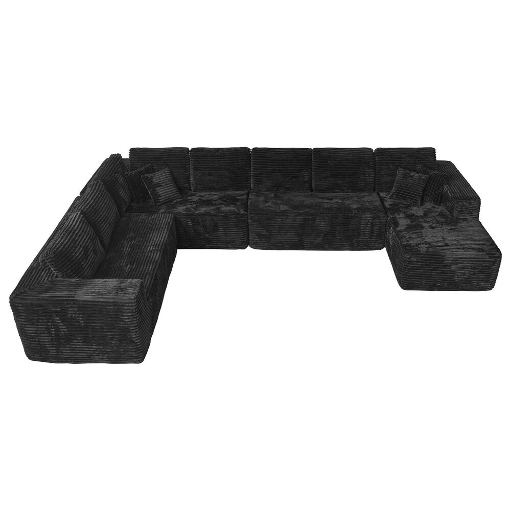 Noviland HOMLUX 4-Piece Mod U-Sectional with Chaise in Black, , large
