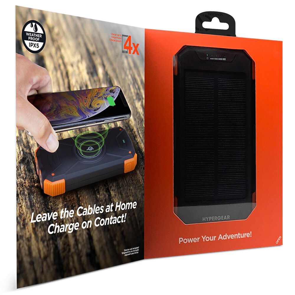 Hypercel Solar 10000 mAh Wireless Power Bank in Black, , large