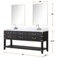 Lexora Home Norwalk 72" Double Bathroom Vanity in Brown Oak with White Cultured Marble Top  and Rectangle Sink, , large