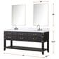Lexora Home Norwalk 72" Double Bathroom Vanity in Brown Oak with White Cultured Marble Top and Rectangle Sink, , large