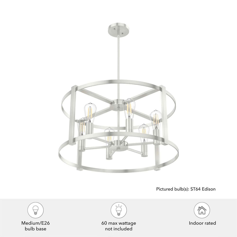 Hunter Astwood 6-Light Chandelier in Brushed Nickel, , large