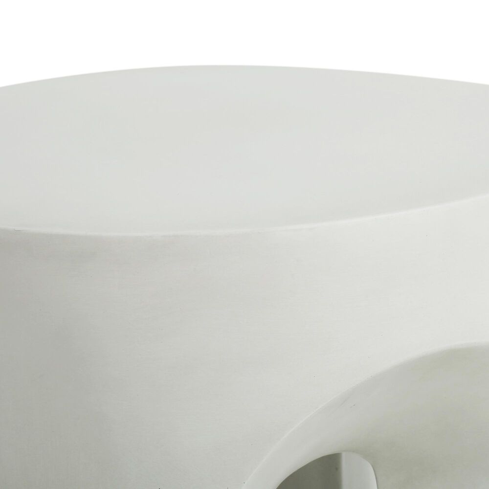 Hearth and Haven Outdoor Round Side Table with Arch Base Design in Antique White, , large