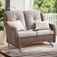 Sunwell Garden Outdoor Glider Loveseat with Brown Rattan in Beige, , large
