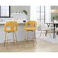 LumiSource Ava Swivel Counter Stool with Yellow Fabric Upholstery in Gold (Set of 2), , large