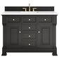 James Martin Vanities Brookfield 48" Single Bathroom Vanity in Black Onyx with 3 cm White Zeus Quartz Top and Rectangular Sink, , large