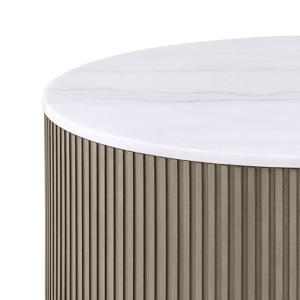 Pacific Landing Jason Round Coffee Table in White and Greige, , large