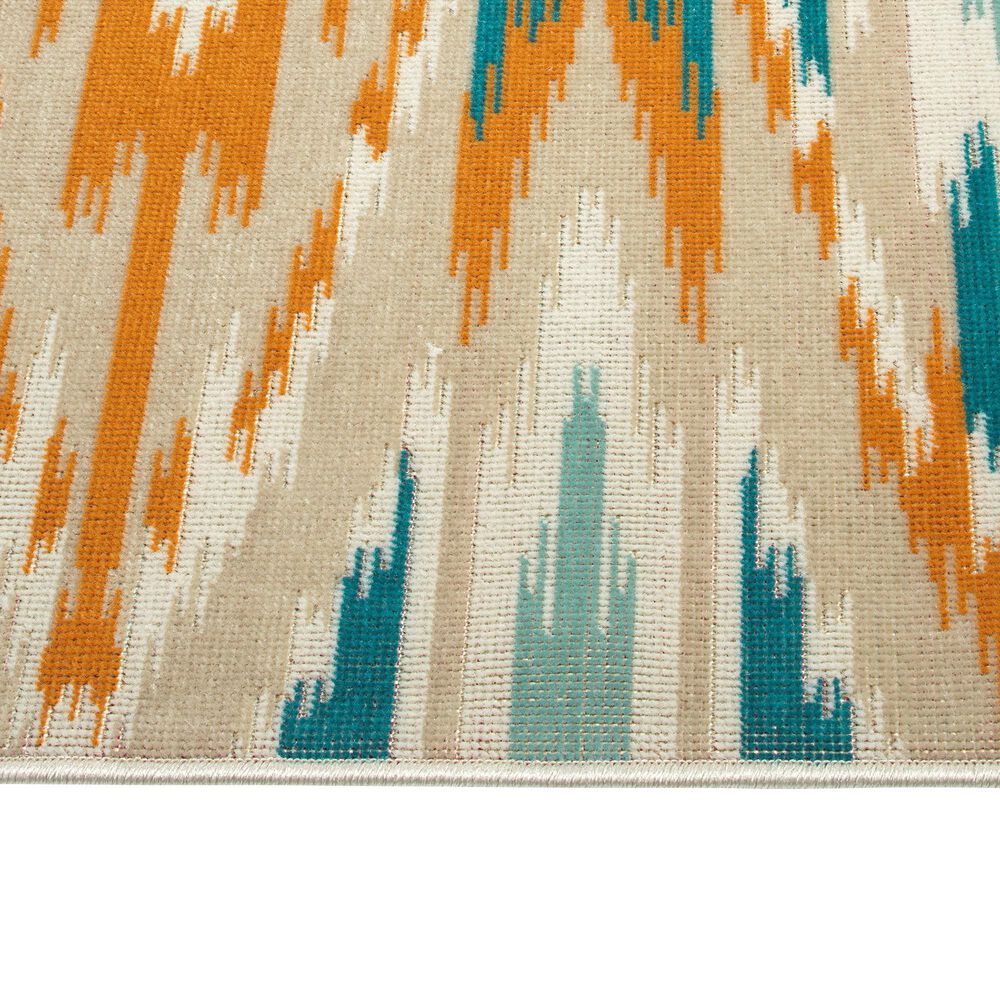 Kaleen Rugs Ostinata 5&#39;3&quot; x 7&#39;3&quot; Gold, Sand, Teal, Turquoise and Ivory Indoor/Outdoor Area Rug, , large