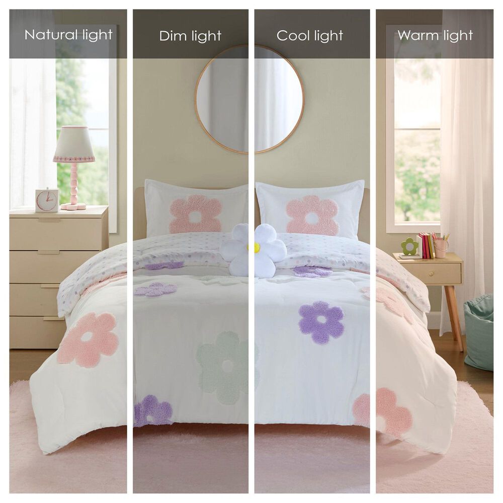 Hampton Park Gracie 4-Piece Full/Queen Comforter Set in White and Purple, , large