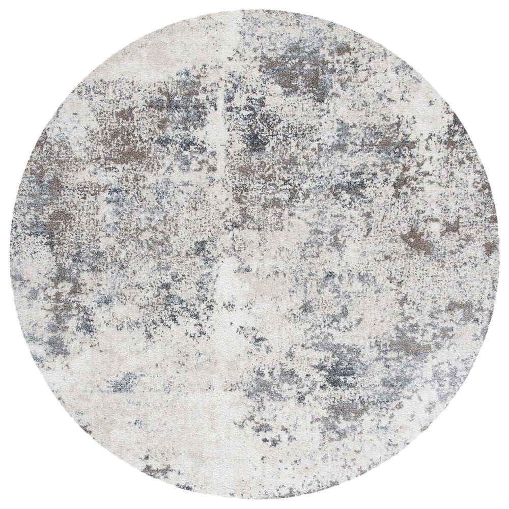 Safavieh Aston 6"7" Round Ivory and Grey Area Rug, , large