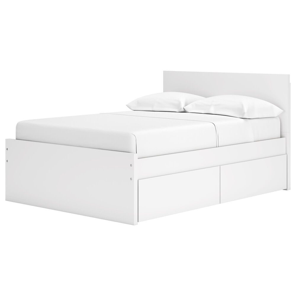 Ashley Onita Full Panel Platform Bed with 2 Side Storage in White, , large