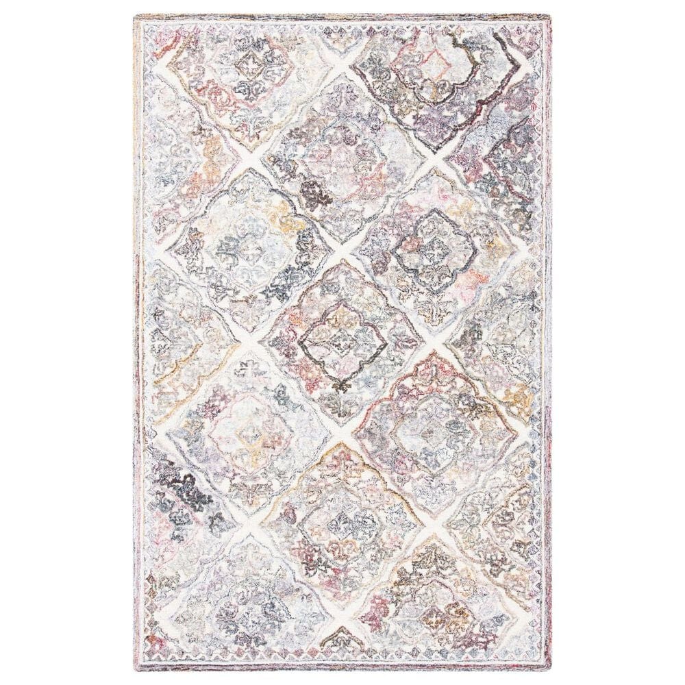Safavieh Micro-Loop Oriental 5" x 8" Grey and Ivory Area Rug, , large
