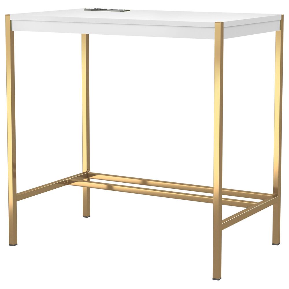 Furniture of America Barlow Writing Desk in White/Gold, , large
