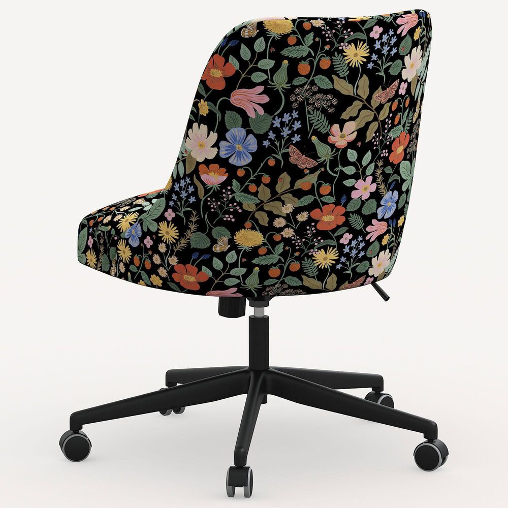 Rifle Paper Co Crafted by Cloth and Company Oxford Office Chair in Strawberry Fields Black, , large