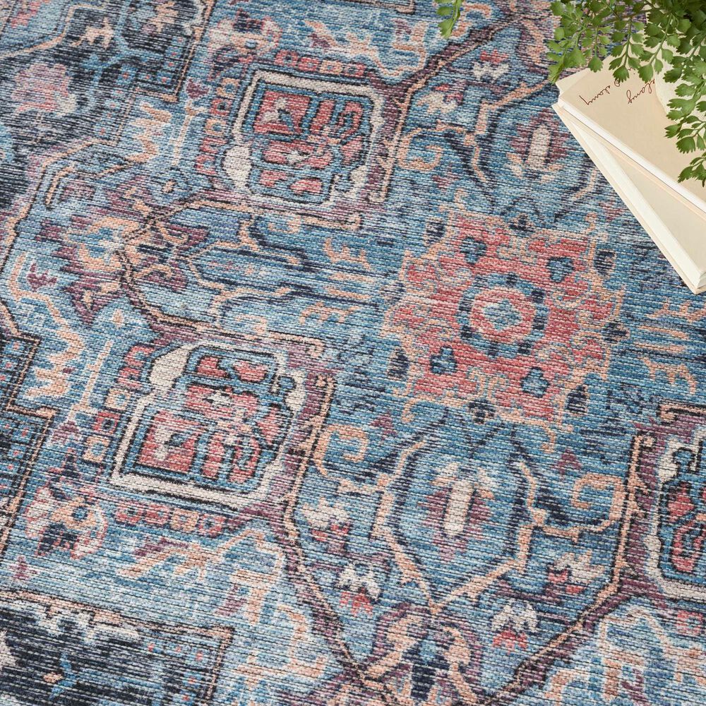 57 Grand by Nicole Curtis Series 1 5&#39;3&quot; x 7&#39;3&quot; Blue, Beige and Pink Area Rug, , large