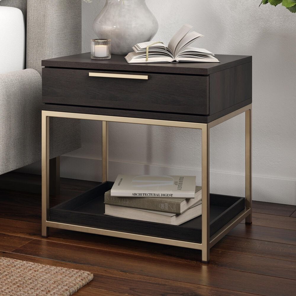 37B Artezia Rebel Nightstand in Brushed Gold and Charcoal Grey, , large