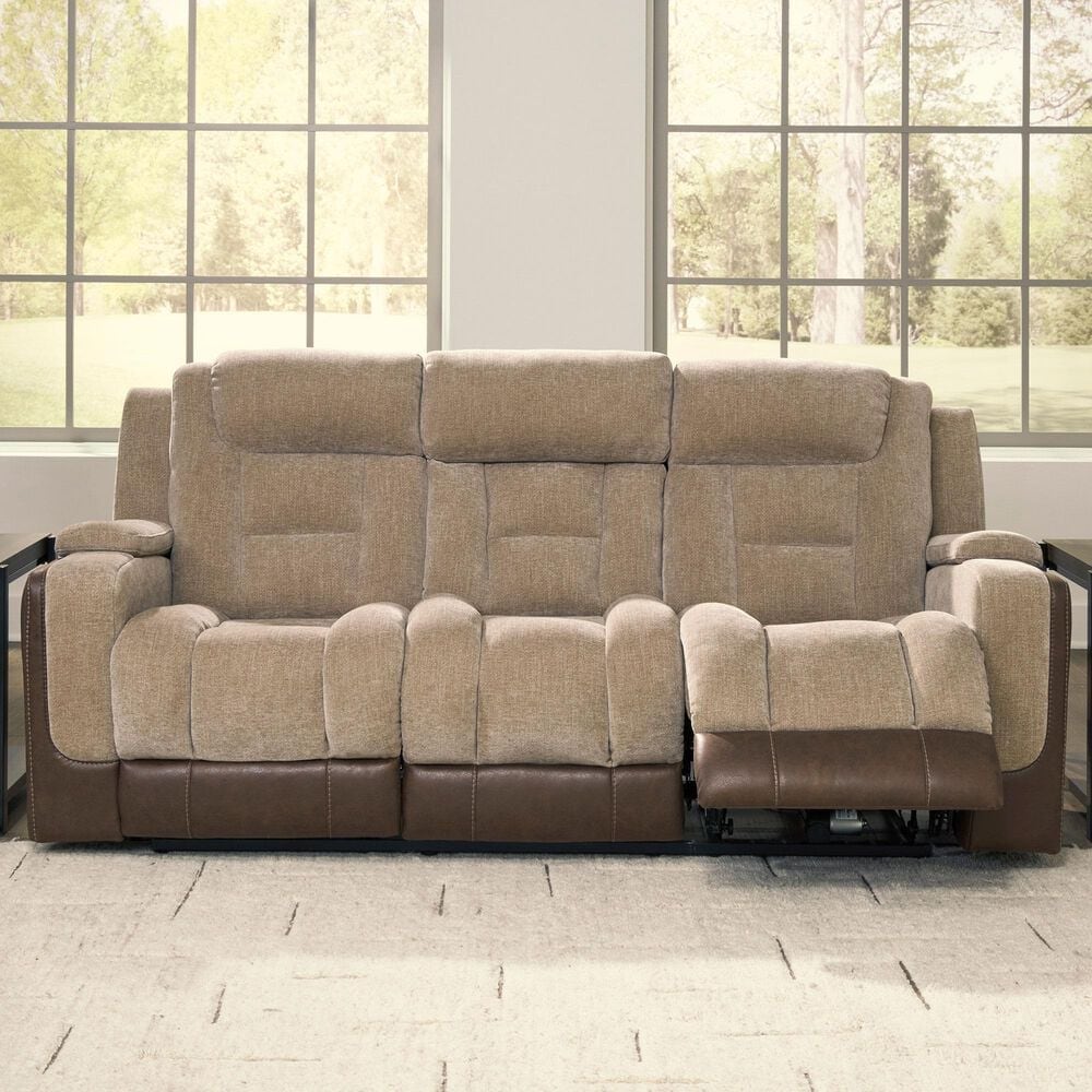 Ashley Mixed Motion Power Reclining Sofa in Brownstone, , large