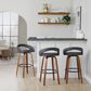 LumiSource Grotto Swivel Bar Stool with Grey Faux Leather Upholstery in Walnut Wood and Black (Set of 2), , large