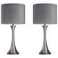 LumiSource Lenuxe 24" Metal Table Lamp with Grey Linen Shade in Brushed Nickel (Set of 2), , large
