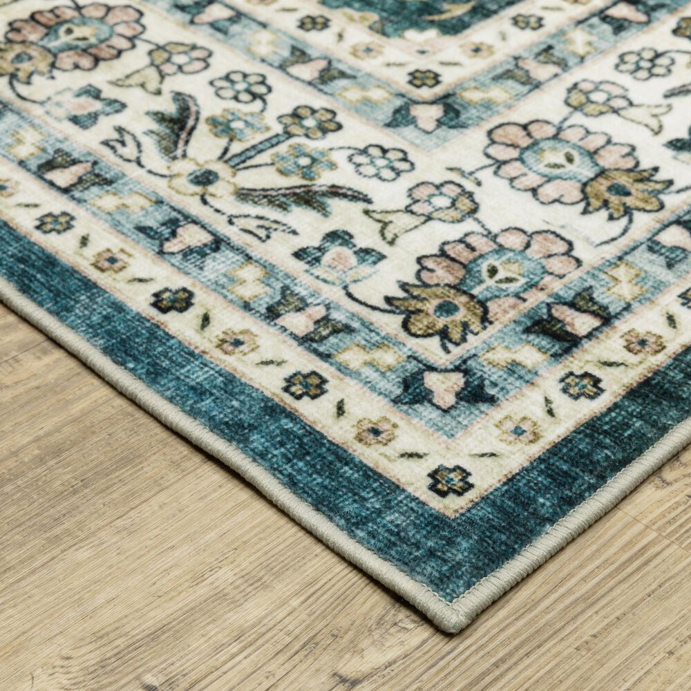 Oriental Weavers Sumter 5&#39; x 7&#39; Teal and Ivory Area Rug, , large