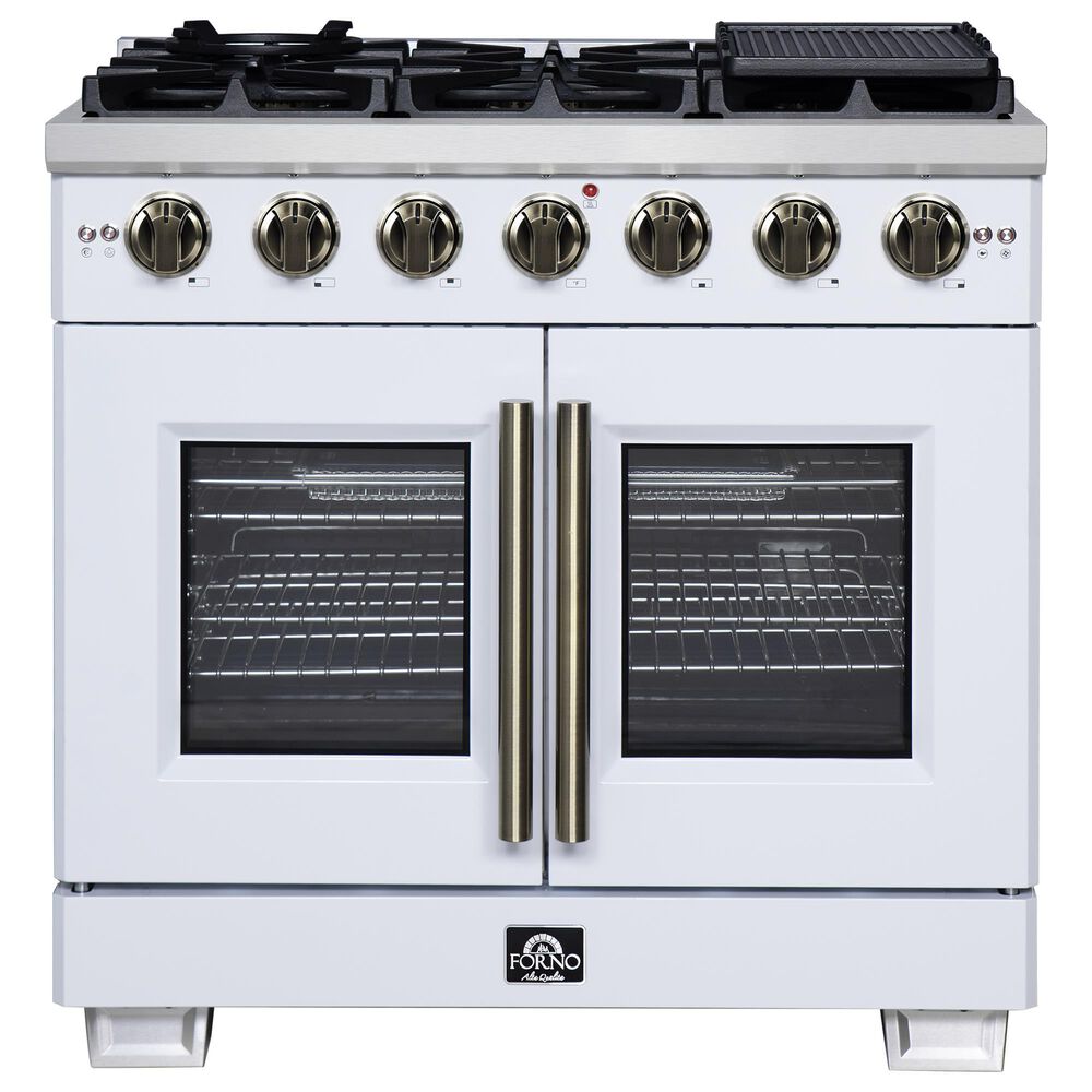 Forno Capriasca 36" Freestanding French Door Gas Range in White, , large