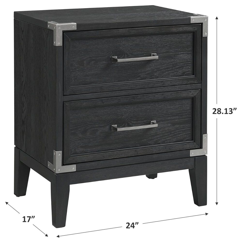 Hawthorne Furniture Laguna 2 Drawer Nightstand in Weathered Steel Slate, , large