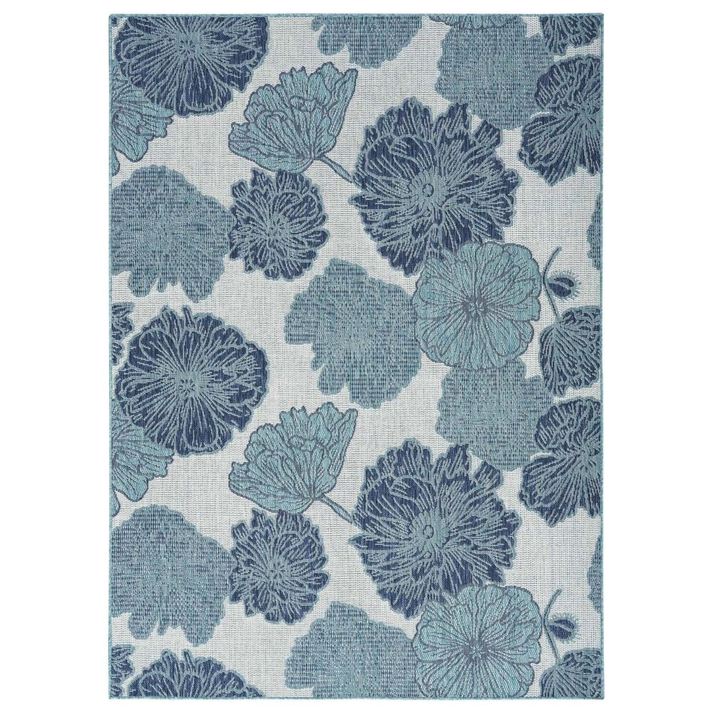 Nourison Garden Oasis Floral Blue 4" x 6" Indoor/Outdoor Area Rug, , large