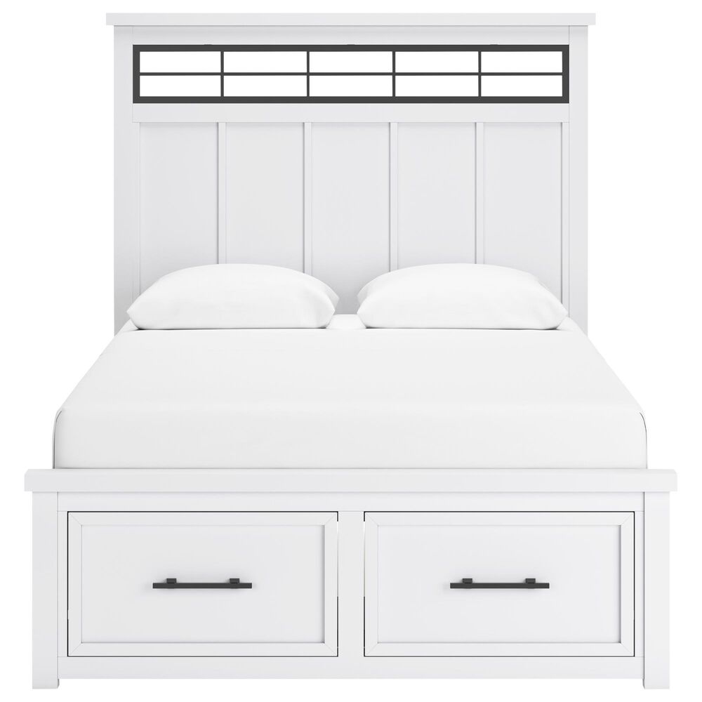 Ashley Queen Storage Bed and Two Nightstands in White and Natural, , large