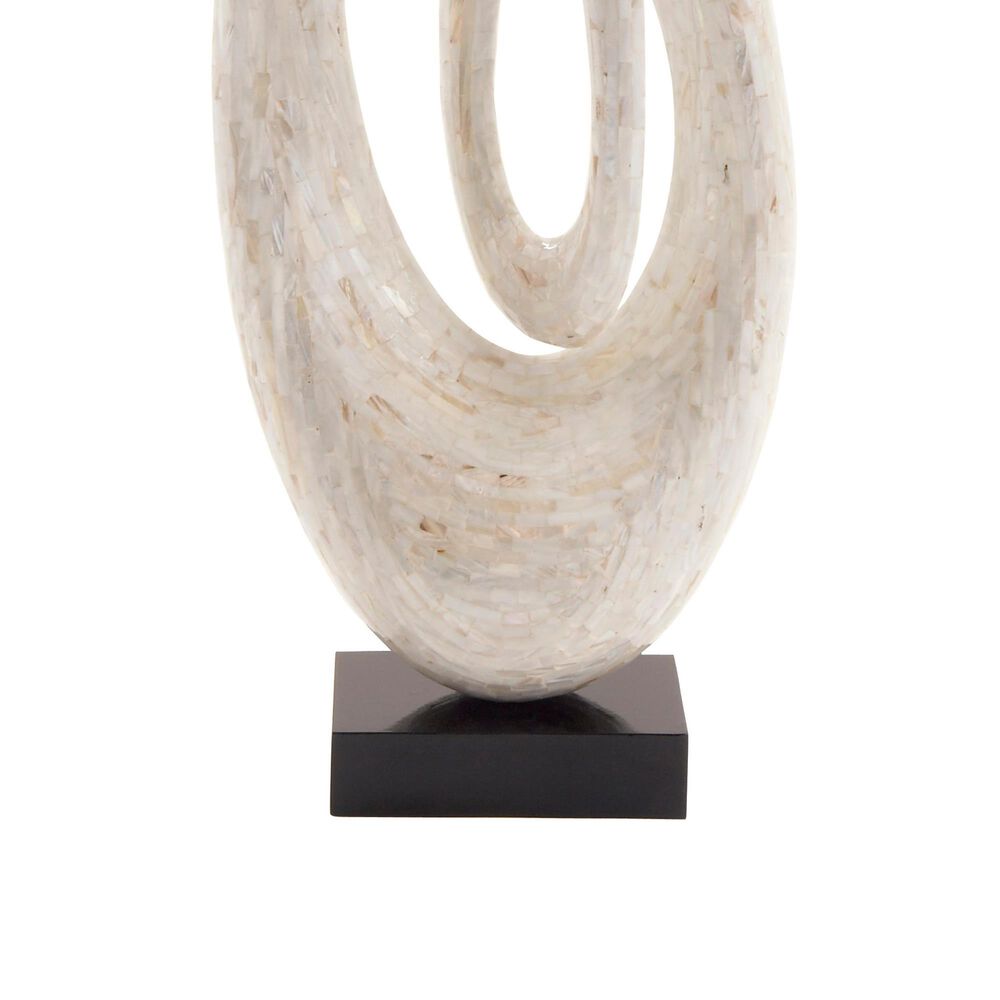 Maple and Jade Pearl Shell Abstract Swirl Decorative Sculpture in Polished White and Black, , large