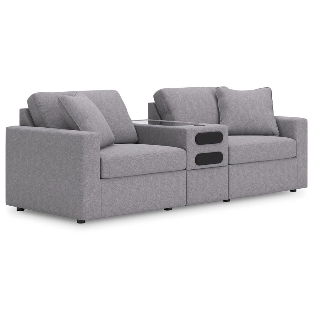 Ashley Modmax 3-Piece Stationary Loveseat with Audio Console in Granite, , large
