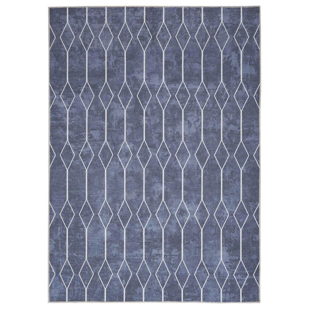Nourison Machine Washable Series 1 5"3" x 7"3" Navy Area Rug, , large