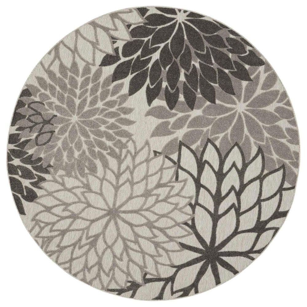 Nourison Aloha 7"10" Round Silver and Grey Indoor/Outdoor Area Rug, , large