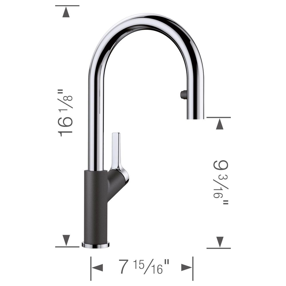 Blanco Urbena 1.5 GPM Pull-Down Kitchen Faucet in Chrome and Anthracite, , large