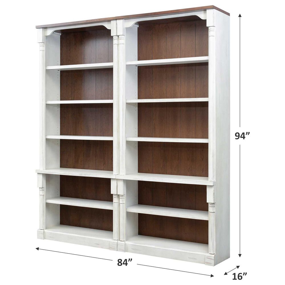 Wycliff Bay Durham 6-Shelf Bookcase in Weathered White and Cherry &#40;Set of 2&#41;, , large