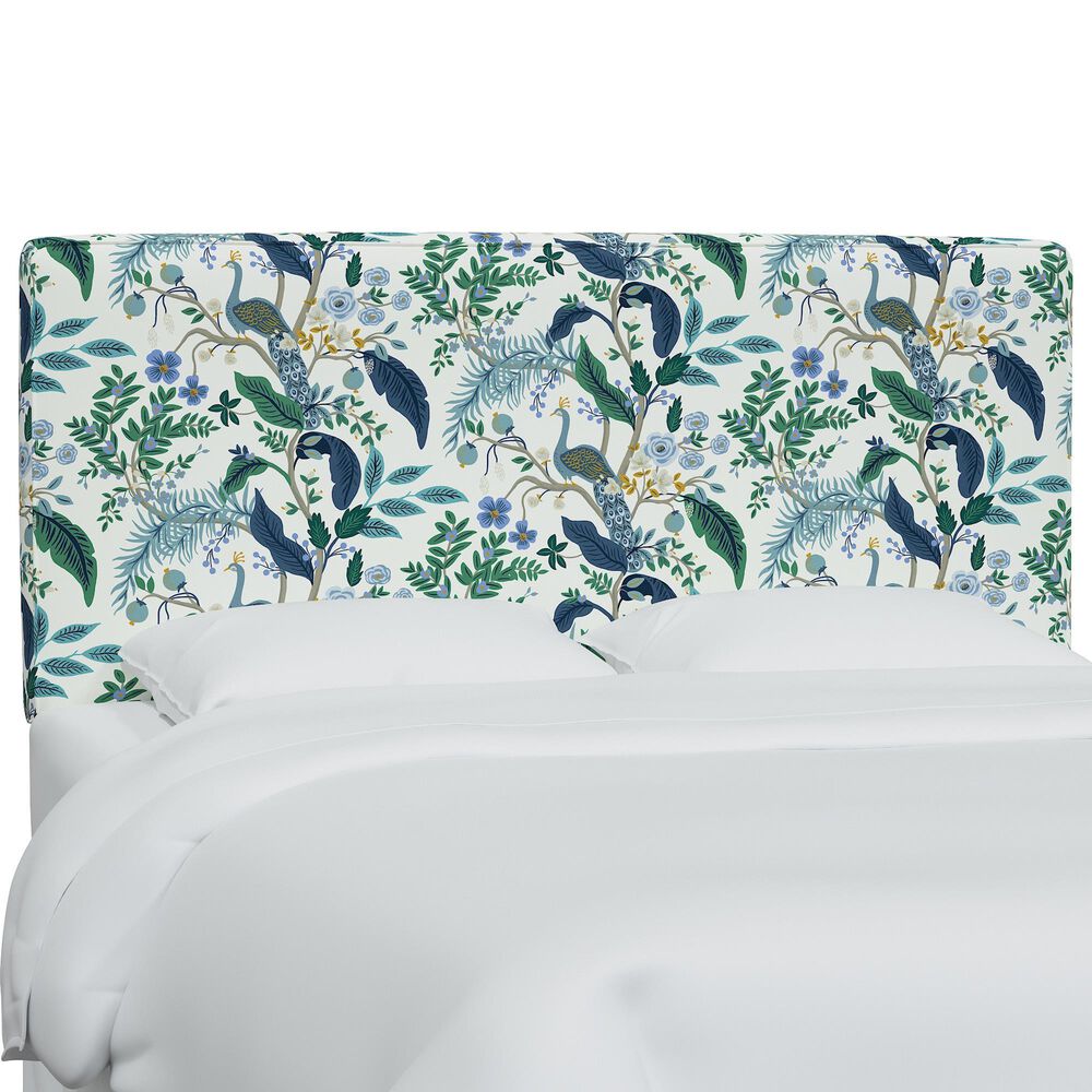 Rifle Paper Co Crafted by Cloth & Company Elly Twin Headboard in Peacock Blue/White, , large