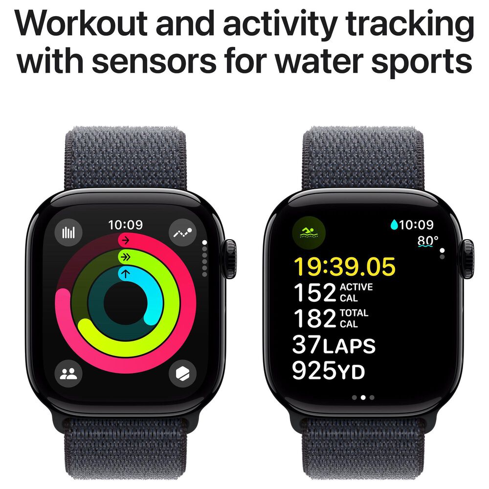 Apple Watch Series 10 GPS 42mm Jet Black Aluminum Case with Ink Sport Loop, , large