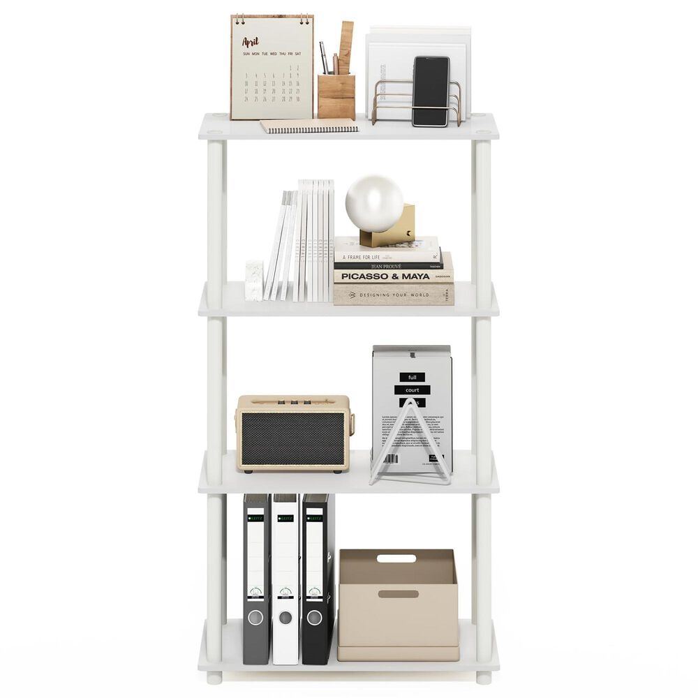 HOMLUX Turn-N-Tube 4-Tier Multipurpose Shelf Display Rack in White, , large